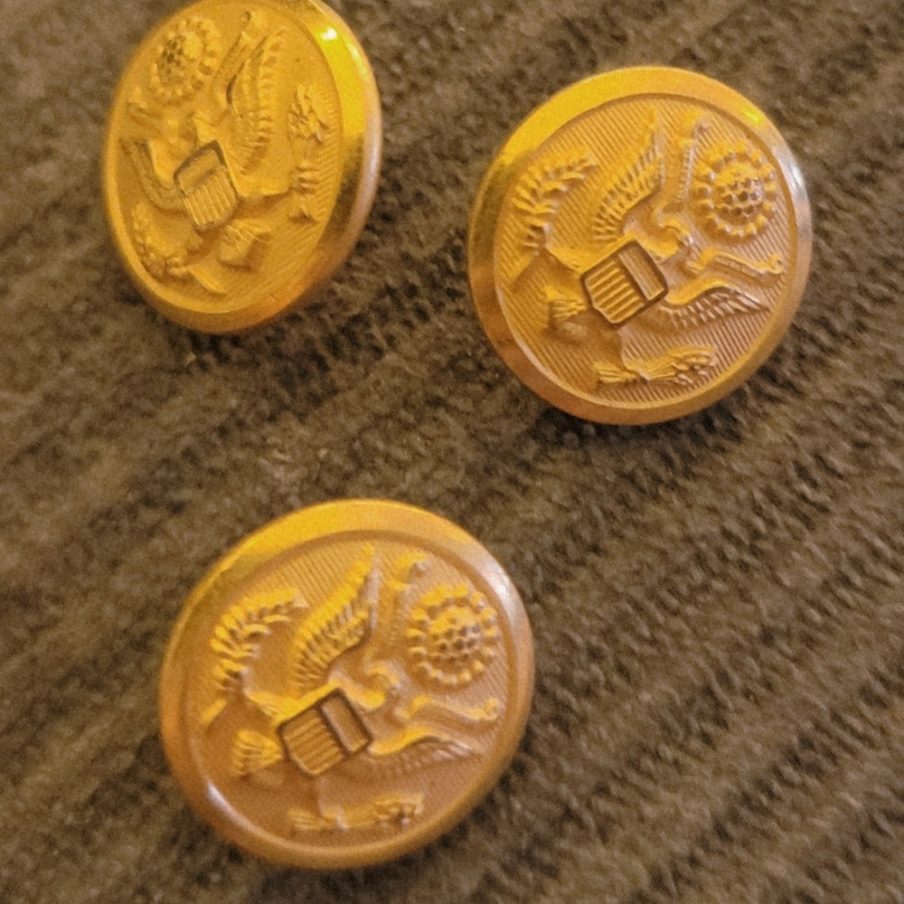 Vintage Gold Tone Military Buttons by Waterbury Button Co